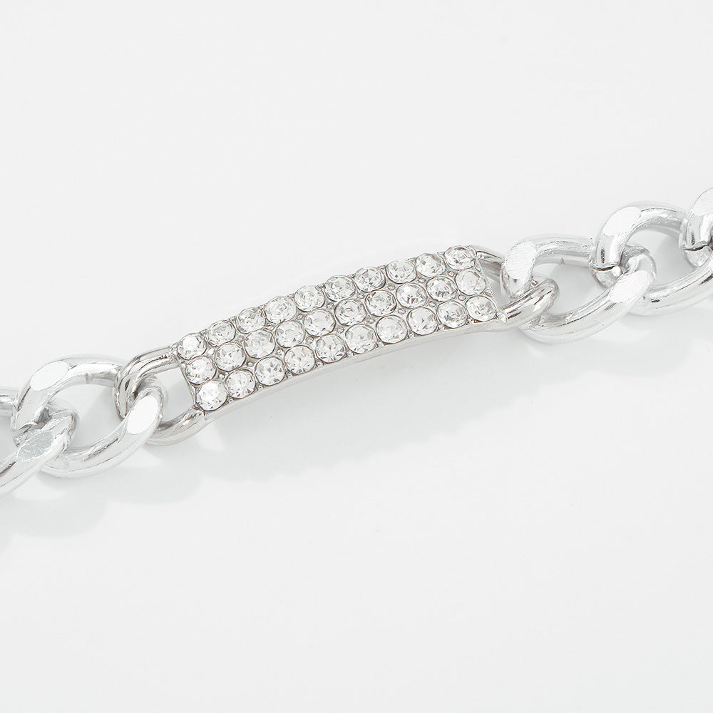 Womens Geometrical Electroplated Cuban Chain Bracelet Alloy Hip Hop Style Jewelry European American Gold White