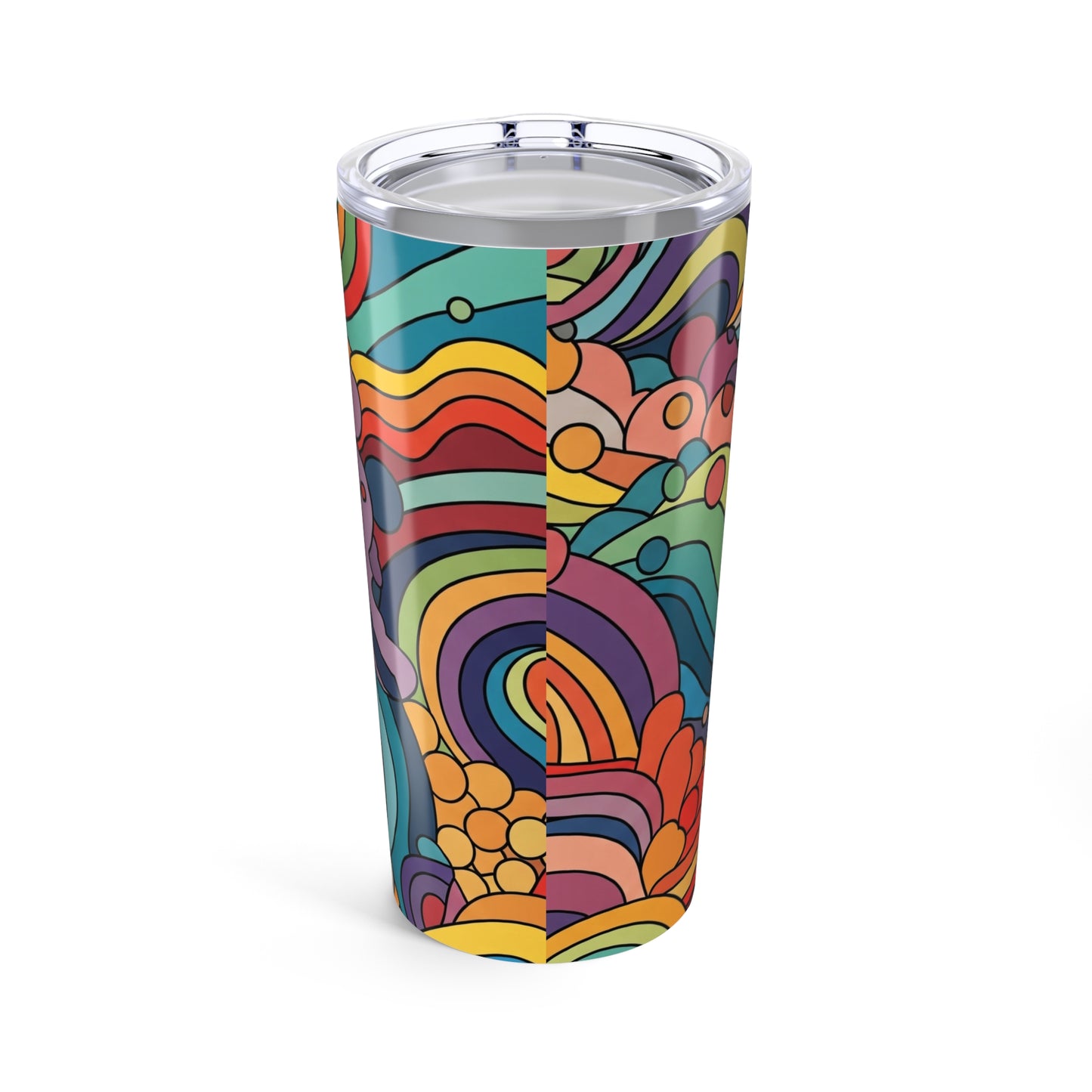 20oz Stainless Steel Tumbler With Printed Artwork Double Wall Vacuum Insulated Leak Proof Hot Cold Drinks Durable