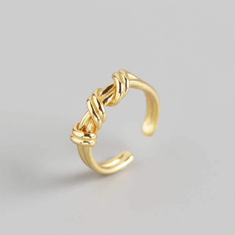 Silver Knotted Winding Ring Geometric Design Rings Individually Packed Birthday Gifts Korean Fashion Accessory