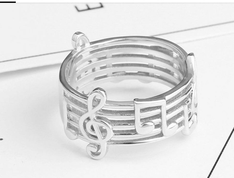 Music Symbol Ring Treble Clef Silver Jewelry for Musicians Women Men Durable Elegant Accessory Custom Everyday