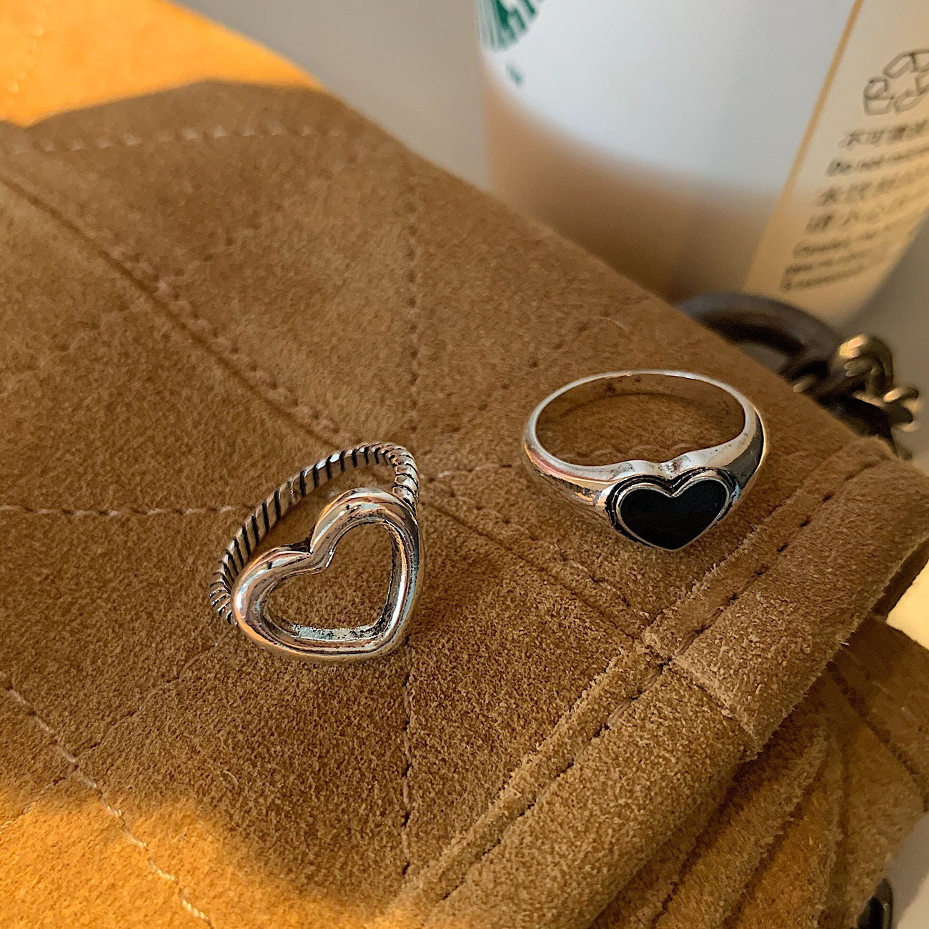 Vintage Heart Ring Electroplated Alloy Hollow Heart Jewelry