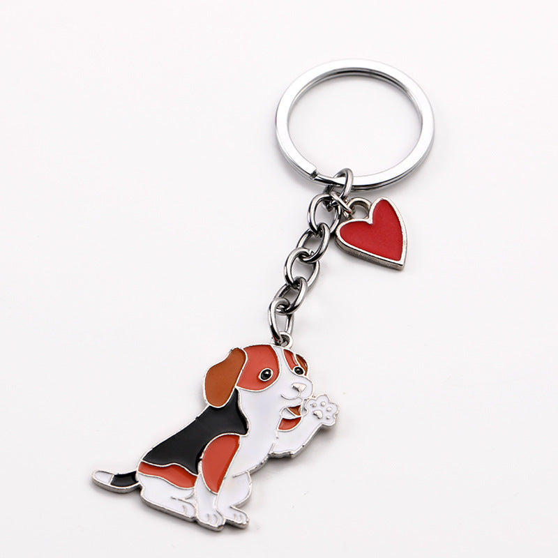 Cute Waving Puppy Dog Keychain Keyring Alloy Metal Charm Car Accessory Fashionable Gift For Dog Lovers For All
