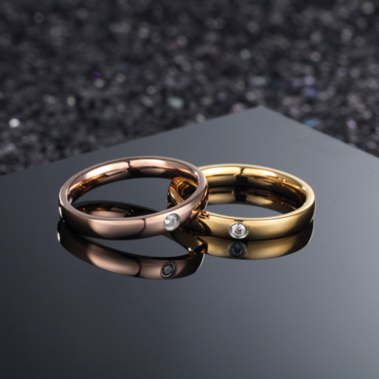 Womens Diamond Ring With Three Color Zircons Titanium Steel Fashion Jewelry Sizes 6 7 8 9 10 11 Shimmer Finish