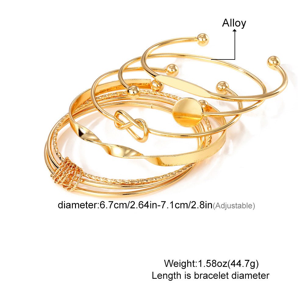 Geometric Alloy Bracelet Set Unisex Retro Chain Design Round and Dot Element Fashion Jewelry for Women and Men
