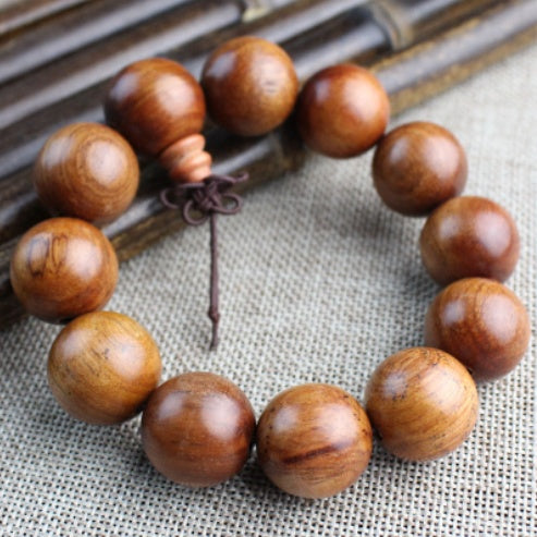 Rosewood Bracelet 108 Beads Ethnic Style Polished Wooden Beads Diameter 20mm Meditation For Gentle Focus Daily