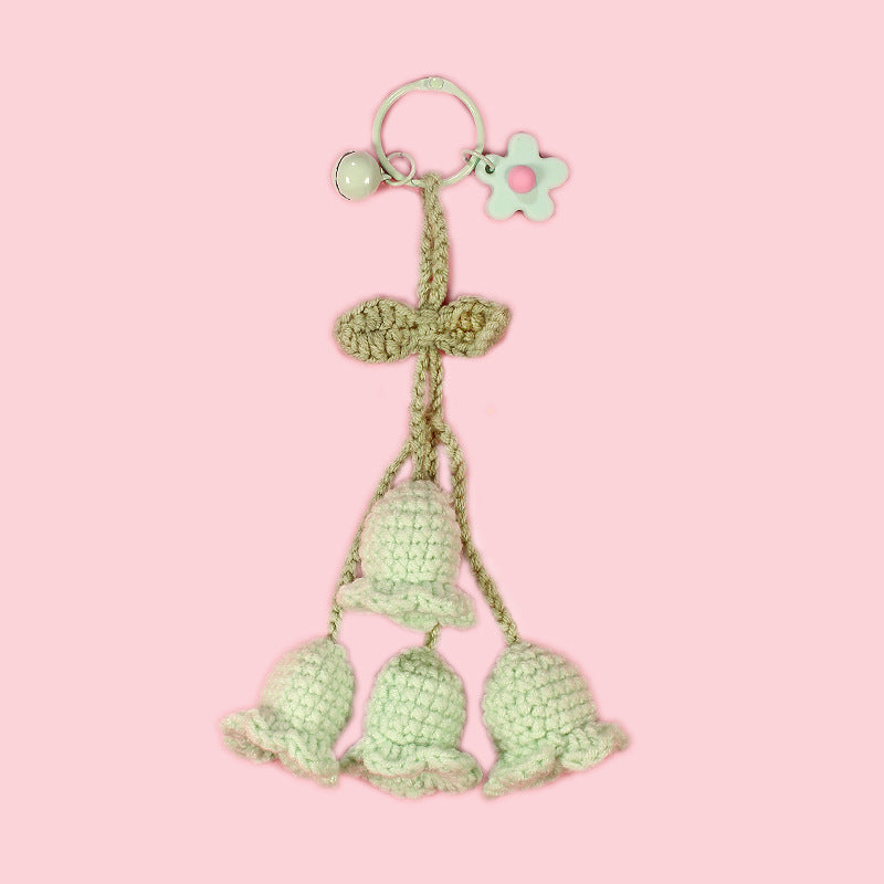 Handmade Crochet Lily Of The Valley Keychain Woolen Flower Accessory For Keys Bags And Home Decor Gift For Everyday Use