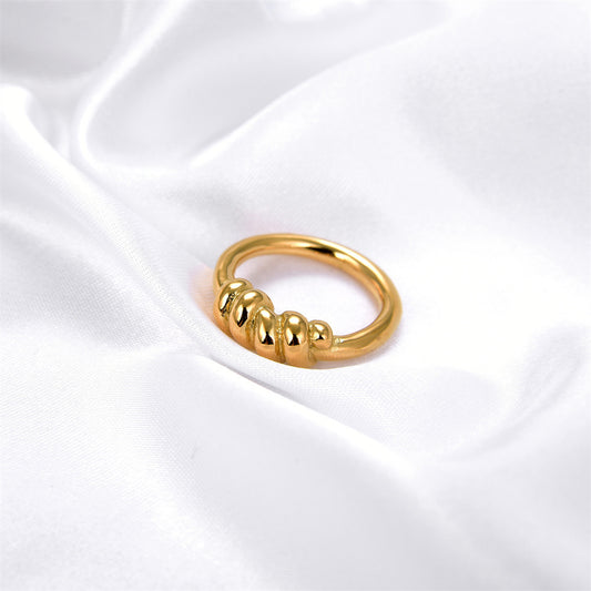 Women Stainless Steel Ring Twist Band Geometric Croissant Ring Gold Tone Fashion Jewelry Gifts For Her Elegant