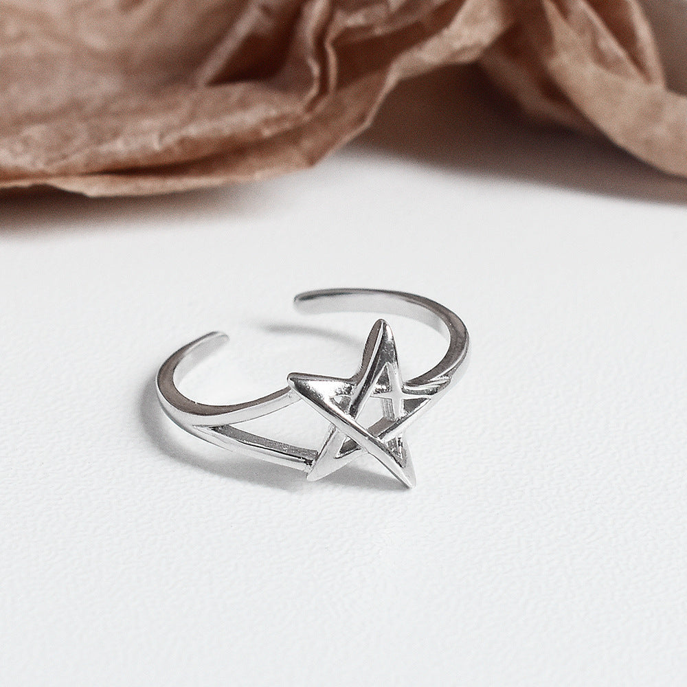 Women Star Ring S925 Sterling Silver Electroplated Star Ring For Women Girls Trendy Jewelry Gift For Her Style