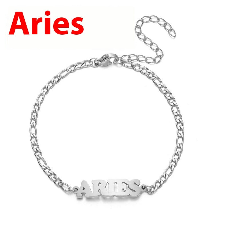 Unisex Stainless Steel Zodiac Bracelet Electroplated Gold Constellation Jewelry Gemini Sign For All Daily Wear