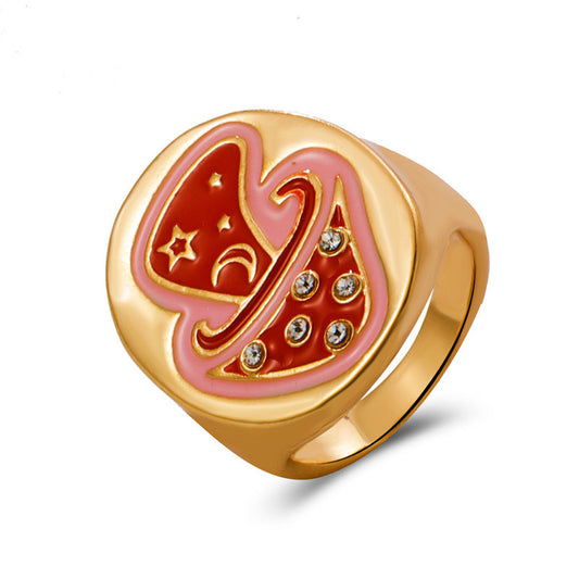 Geometric Alloy Ring For Women Dripping Mushroom Design