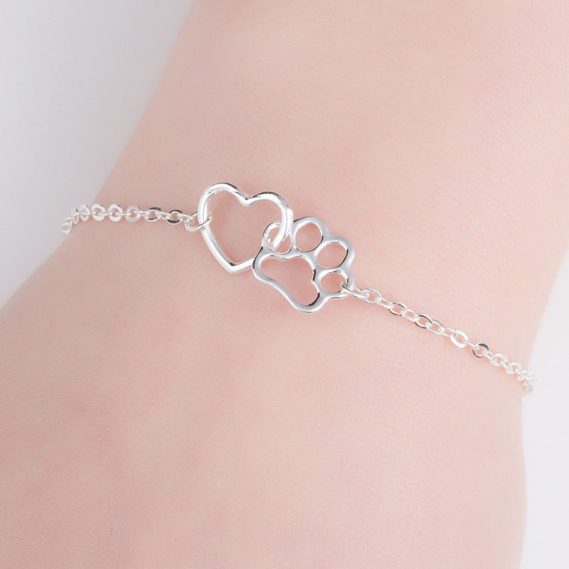 Copper Heart Paw Print Bracelet For Animal Lovers Gift For Men And Women Fashion Jewelry Elegant Everyday Wear