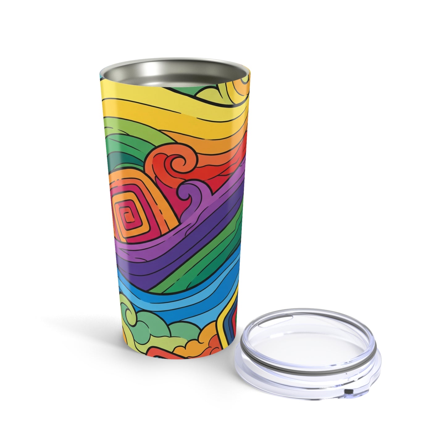 20 Oz Stainless Steel Tumbler Printed Design Double Wall Vacuum Insulation Spill Resistant Durable Hot Cold Drinks