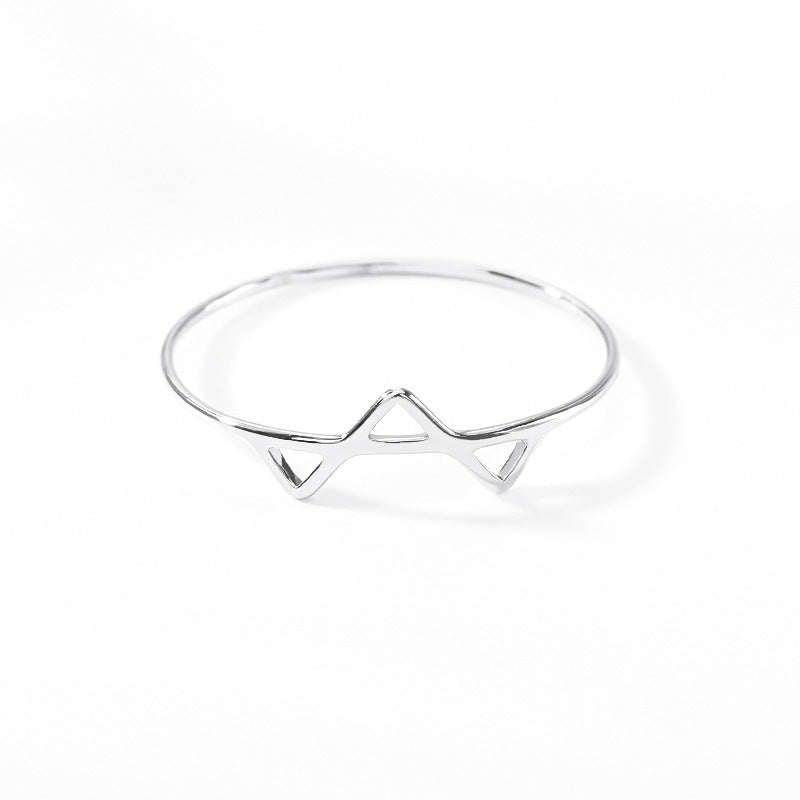 Womens Stainless Steel Ring Geometric Design 18K Gold Plated White Gold Rose Gold European American Size 7 18K