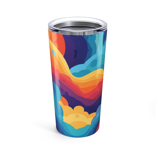 20oz Stainless Steel Tumbler With Double Wall Vacuum Insulation And Printed Design For Hot And Cold Beverages