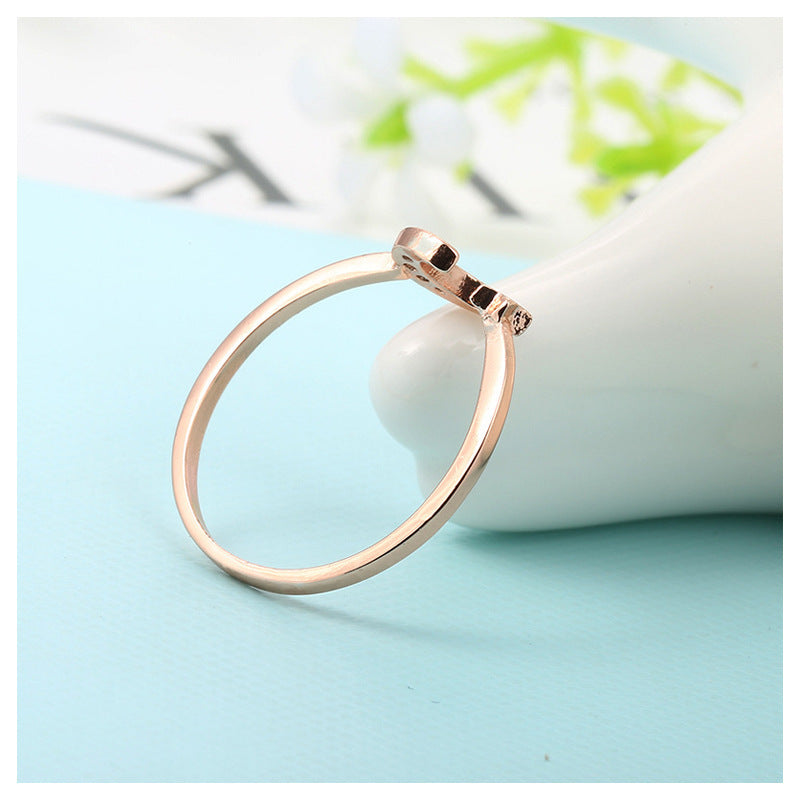 Womens Open Ring With Star And Moon Design Copper Ring Cubic Zirconia Crystal Fashion Jewelry Unique Ring Stylish