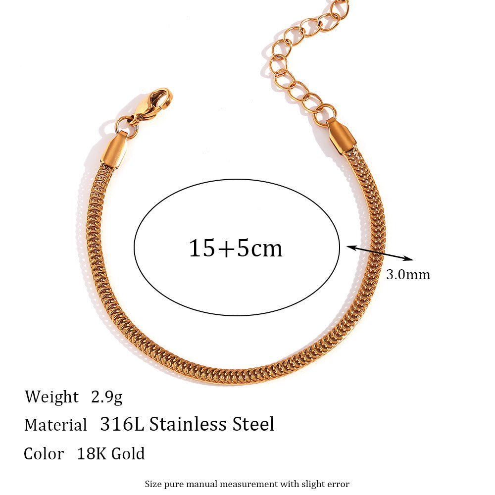 Gold Tone Stainless Steel Chain Bracelet With Extender Fox Tail Cross Keel Design For Women Everyday Wear Gold