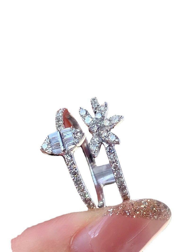 Three Layer Zircon Ring For Women Geometric European Style Brass And White Steel Jewelry Gift For Her Timeless