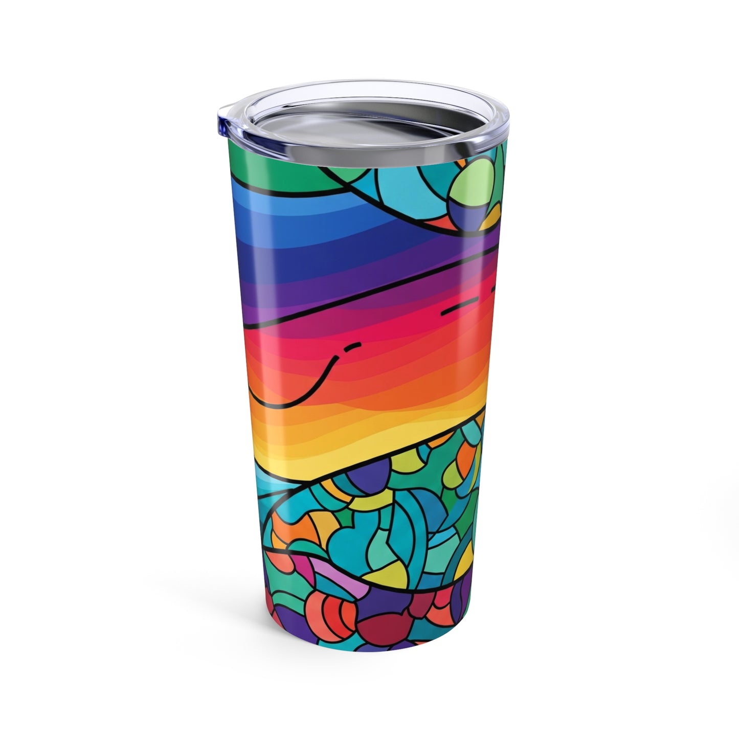 20oz Stainless Steel Tumbler With Printed Design Double Wall Vacuum Insulation Leak Proof Lid Coffee Cup