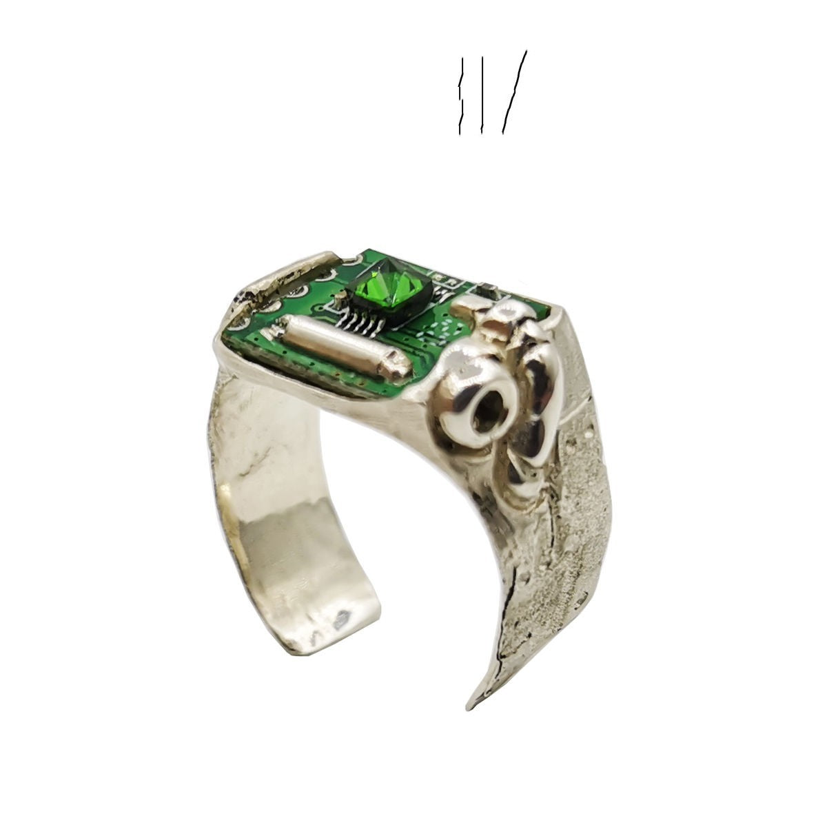 Mechanical Wind Circuit Ring Adjustable Opening Cyber Ring Original Design Emerald Future Fashion Jewelry Chic