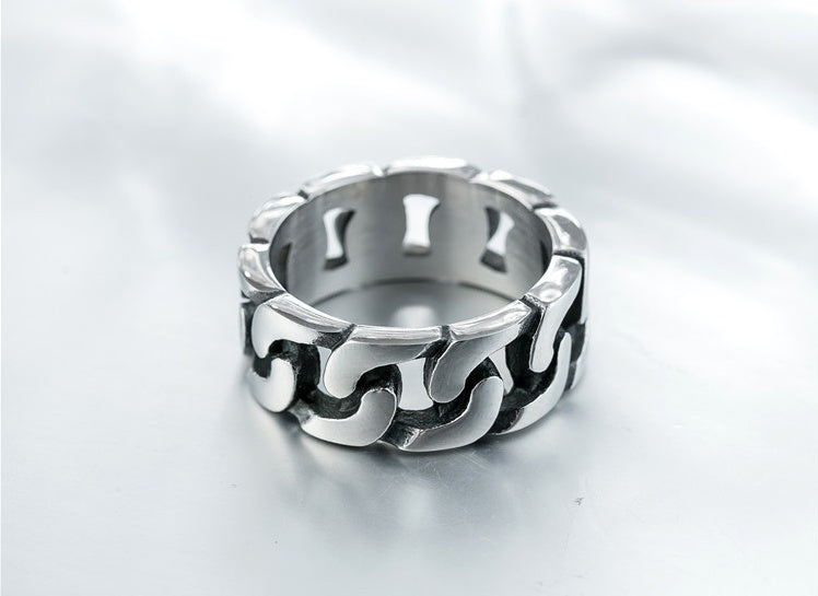 Stainless Steel Punk Chain Ring Non Mainstream Style Size 6 7 8 9 10 11 12 US Jewelry Accessory Fashion Styles