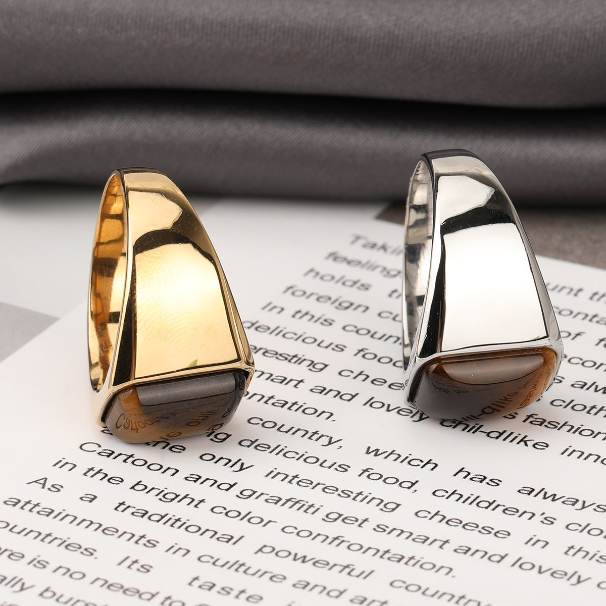 Mens Stainless Steel Ring With Tiger Eye Stone Vintage Jewelry Band Statement Ring For Men Durable Everyday Ring