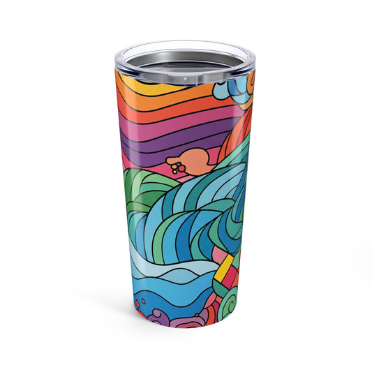 20oz Stainless Steel Travel Tumbler With Printed Art Double Wall Vacuum Insulated Leak Proof Thermal Coffee Cup