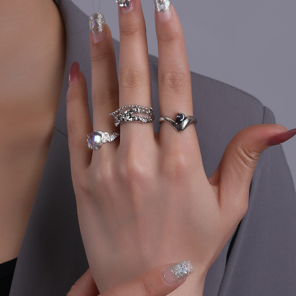 Womens Retro Snake Ring Colorful Zircon Inlaid Copper Gold Plated Adjustable Opening Statement Jewelry Or Gift