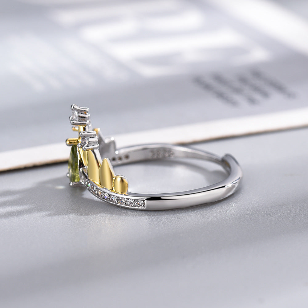 Gold Plated Crown Ring For Women Adjustable Copper Band Temperament Jewelry Durable Everyday Wear Hand Crafted