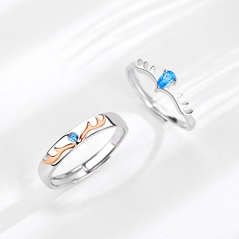 Couple Zodiac Rings for Women and Men Adjustable Opening with Micro Inlaid Zircon Stones 925 Silver Anniversary