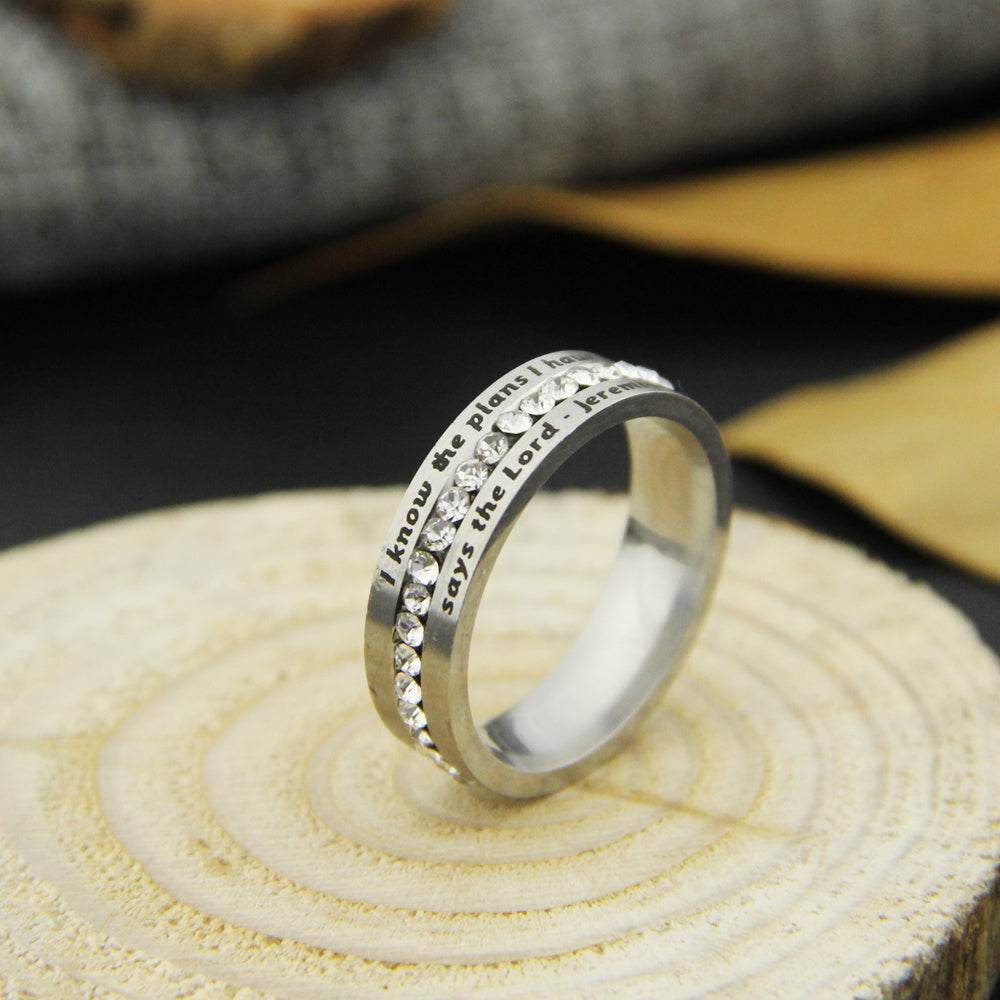 Stainless Steel Ring Inscribed I Know The Plans For You