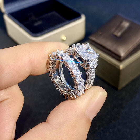 Diamond Studded Ring In Sterling Silver For Men And Women With Inlaid Zircon Sizes 6 7 8 9 10 Style CZ Sparkle