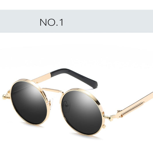 Round Sunglasses For Men Women UV400 Anti Reflective Mirror Lenses Metal Frame Outdoor Eyewear Trendy A Modern