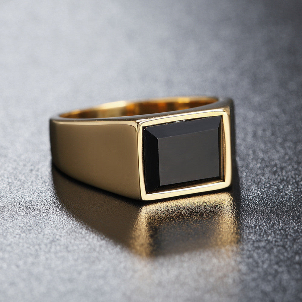 Men's Titanium Steel Ring Simple Geometric Band Unisex Jewelry Retro Design Steel Color or Gold Finish Perfect Gift Choice