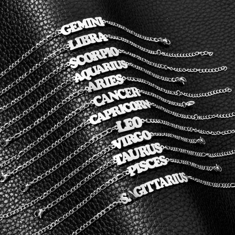 Unisex Stainless Steel Zodiac Bracelet Electroplated Gold Constellation Jewelry Gemini Sign For All Daily Wear