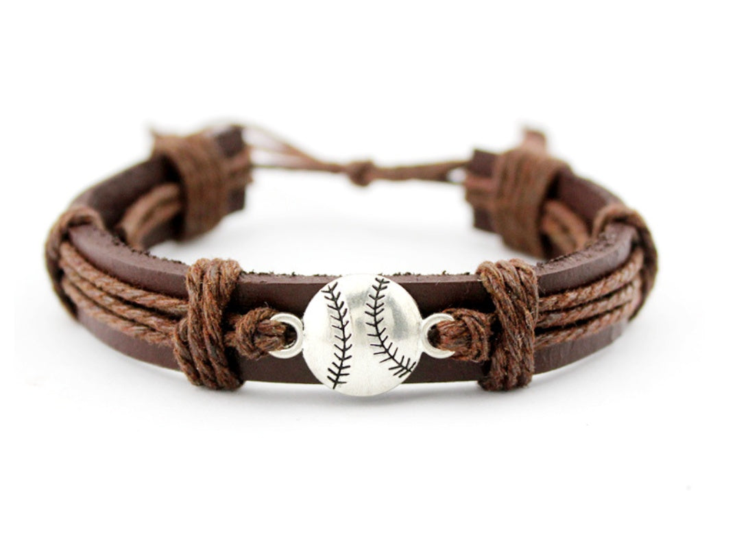 Unisex Hand Woven Leather Bracelet Adjustable Alloy Wax Rope Braided European American Fashion Jewelry Handcrafted Gift