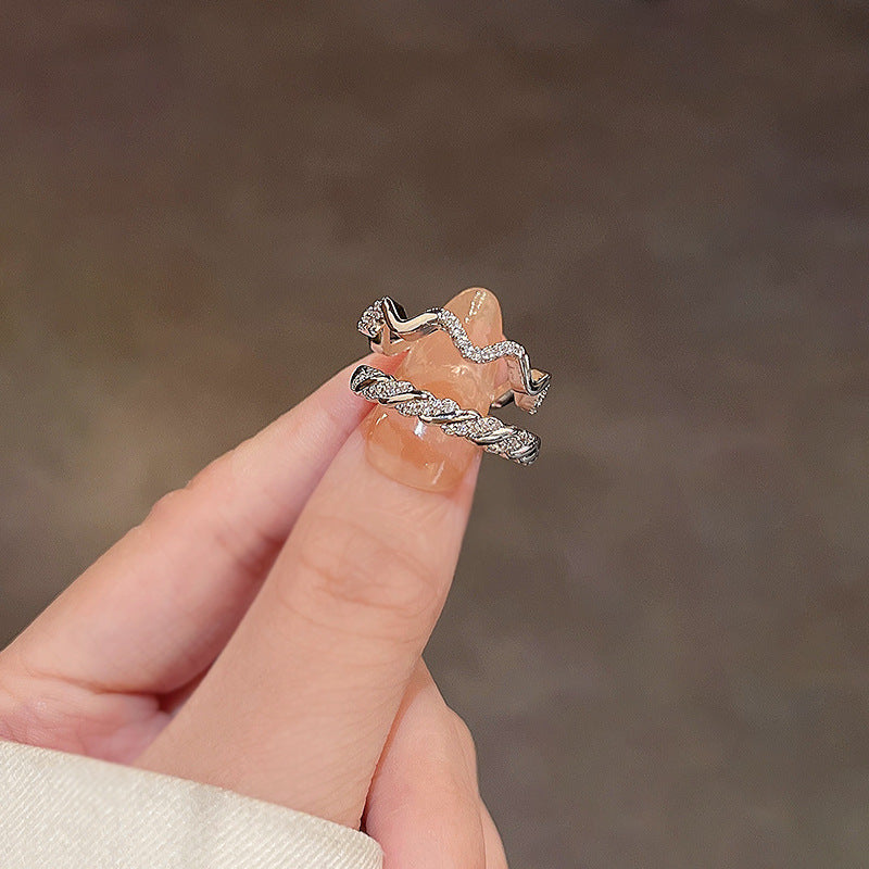 Elegant PearlWhite Ring Geometric Copper Band Electroplated White Gold Gemstone Inlay Gift For Her Korean Style