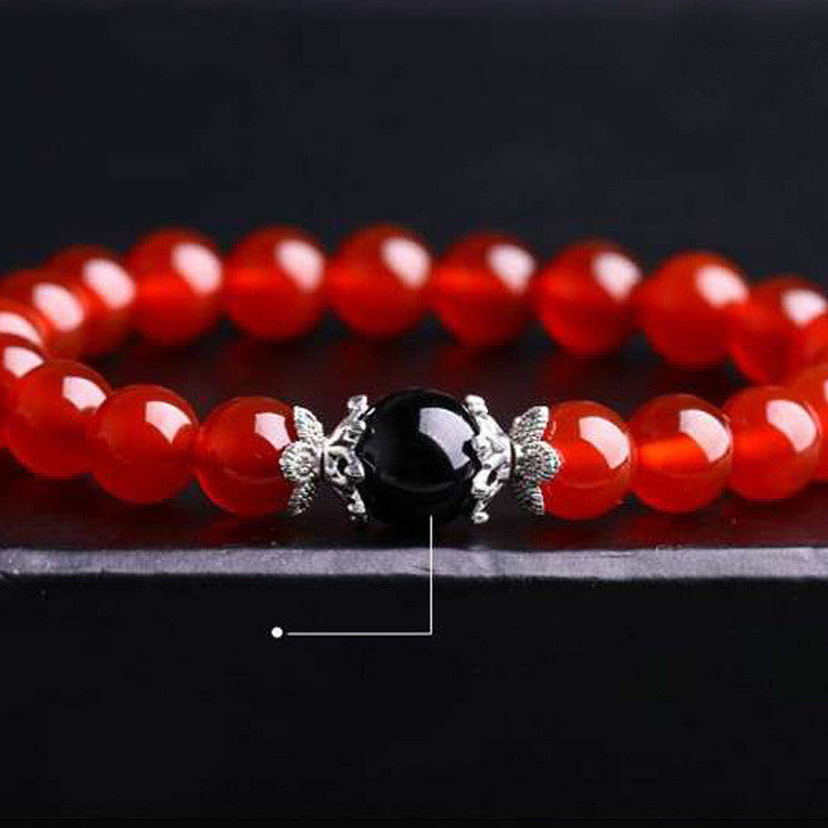 Unisex Red Agate Bracelet Zodiac Design Gold Plated Inlaid Gemstones Anti Fatigue Jewelry Gift Animal Patterns