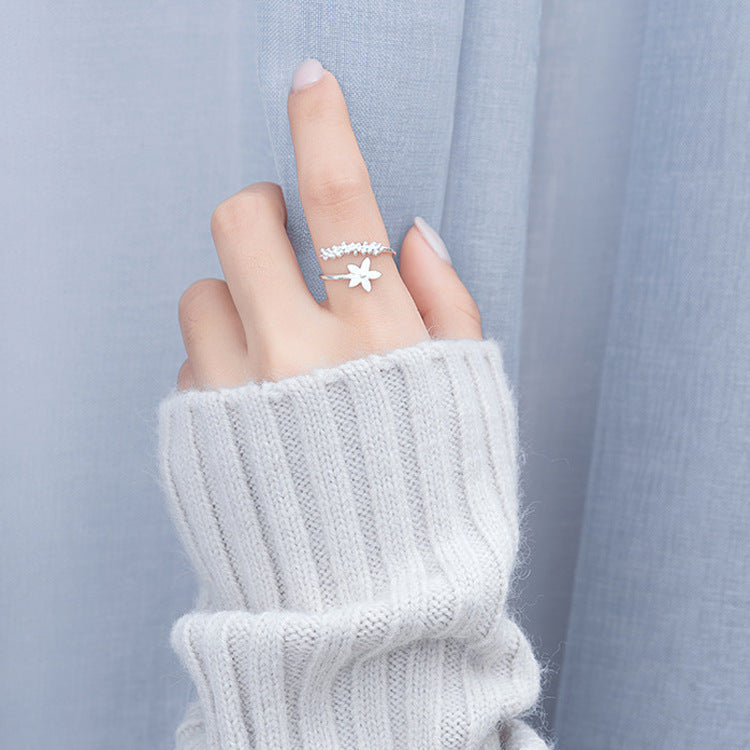 Womens Adjustable Silver Ring Korean Style Electroplated Open Band Ring Gift For Her Everyday Silver Accessory