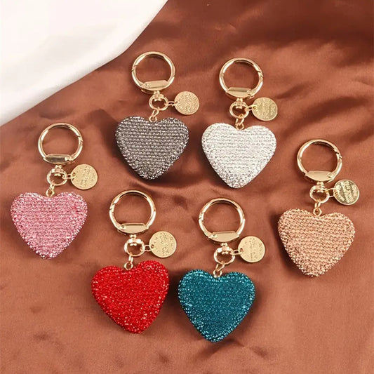 Rhinestone Heart Keychain Pendant Crystal Accessory For Women And Girls Fashionable Keyring Decoration For You