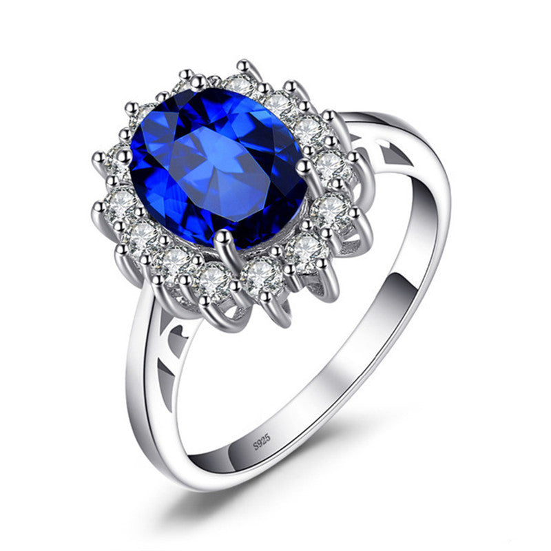 Womens Platinum Plated Ring With Zircon Inlaid Gemstones Fashion Jewelry Electroplated Ring Elegant Gift Style