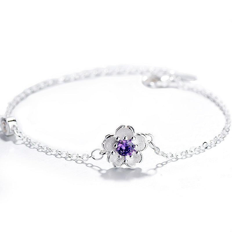 Womens Sakura Flower Bracelet Korean Delicate Sweet Accessory Floral Bracelet Girls Elegant Fashion Charming
