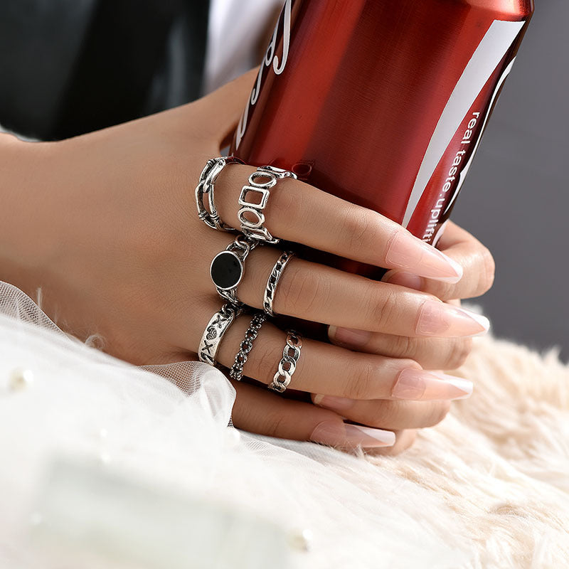 Gold Plated Ring Set For Women Geometric Alloy Jewelry Trendy Elegant Rings Collection Beautiful Look Day Wear