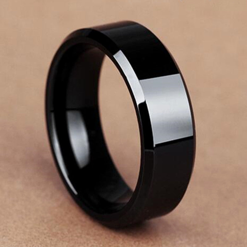 Mens Stainless Steel Ring 8mm Wide Band Simple Geometric Design Ring Metal Geometry Element Element Ring Steel