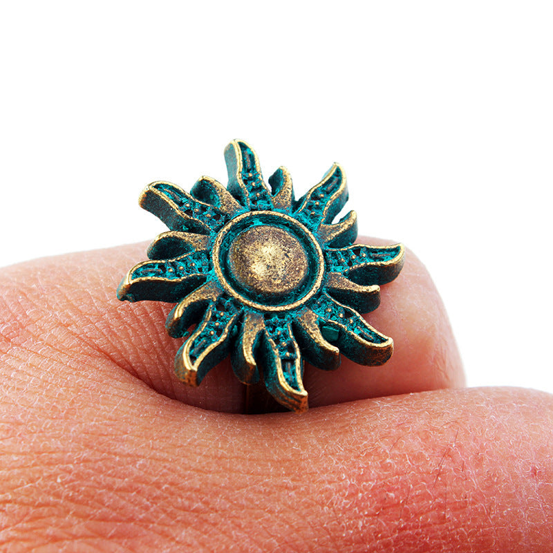Exotic Sun Design Unisex Adjustable Alloy Ring Bronze Finish