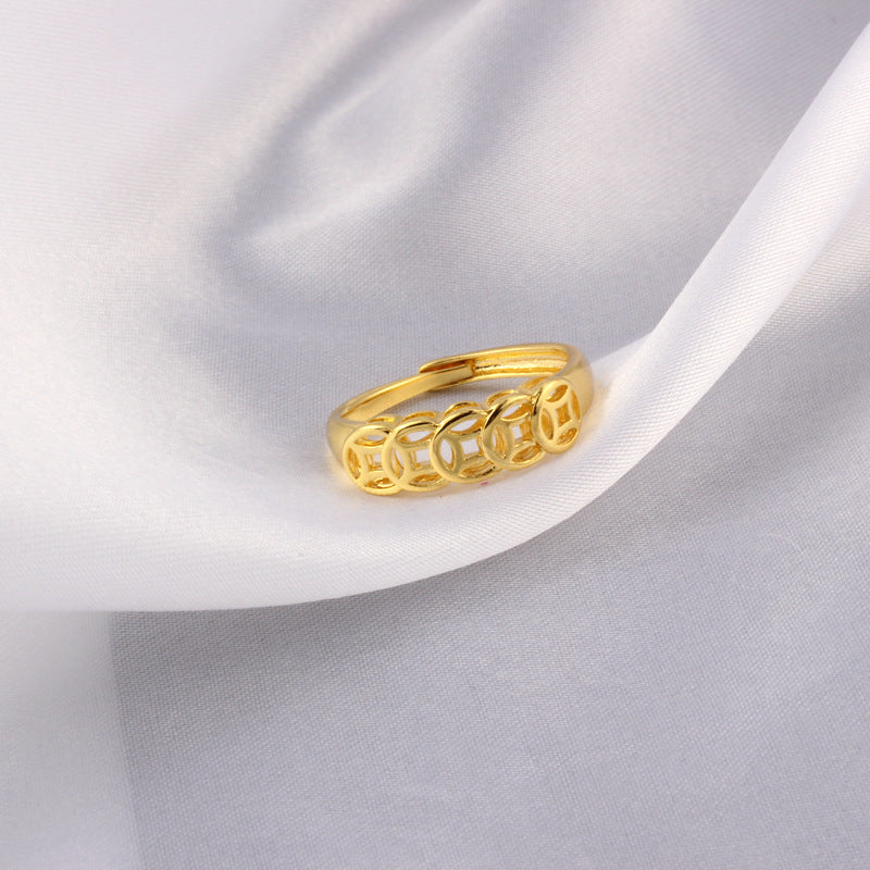 Unisex Index Finger Ring Vintage Distressed Adjustable Alloy Metal Unique Design Symbolic Lucky Charm One Size