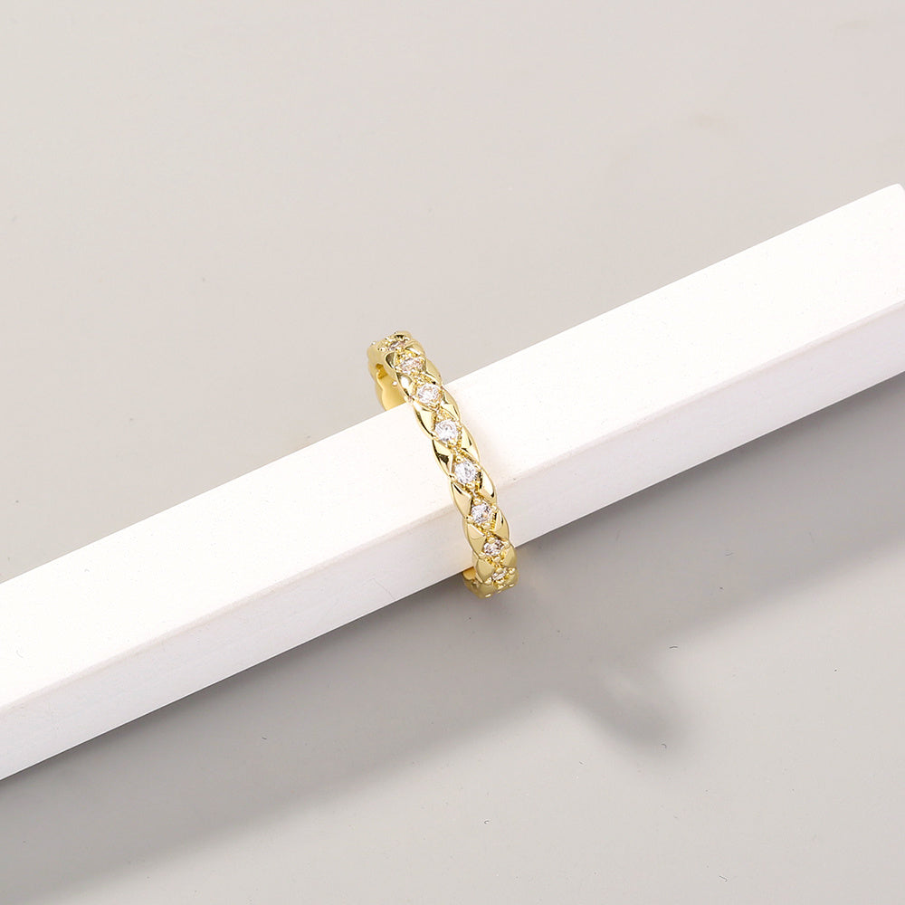 Copper Zircon Adjustable Ring For Women Trendy Fashion Jewelry Electroplated Elegant Accessory Elegant Everyday