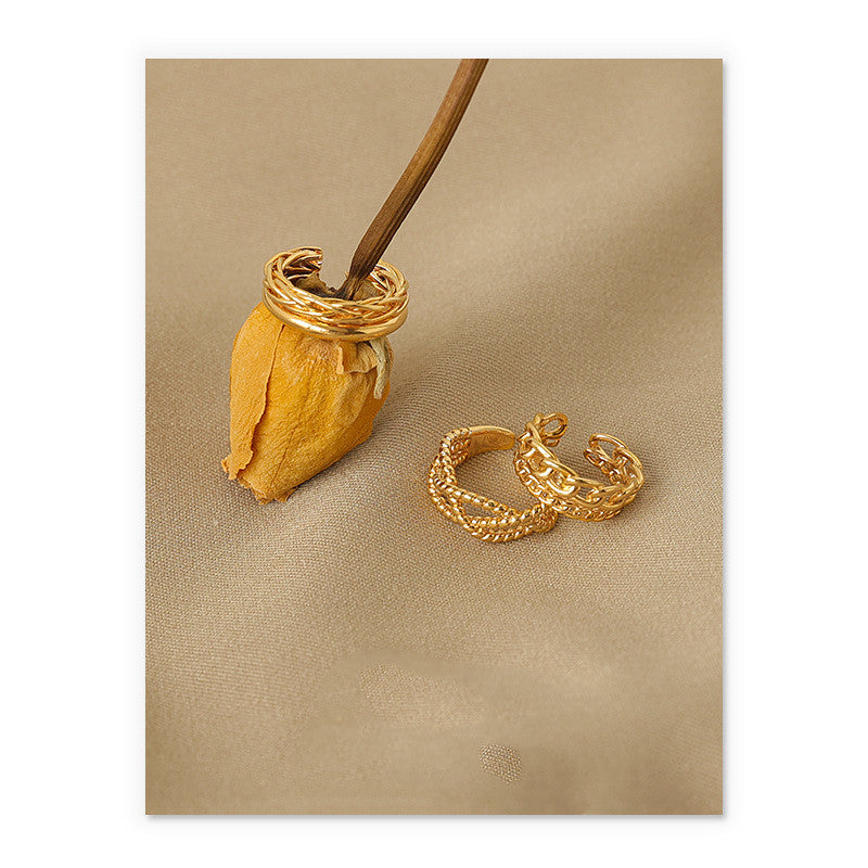 Adjustable Brass Ring Geometric Design European American Style Jewelry For Daily Womens Fashion Accessory Everyday