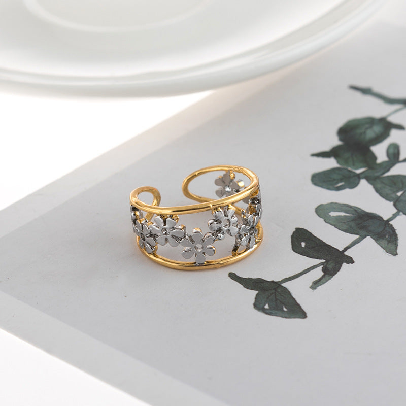 Floral Adjustable Ring Two Tone Chrysanthemum Sunflower Design 18K Rose Gold Plated Alloy Jewelry for Women Idea Today