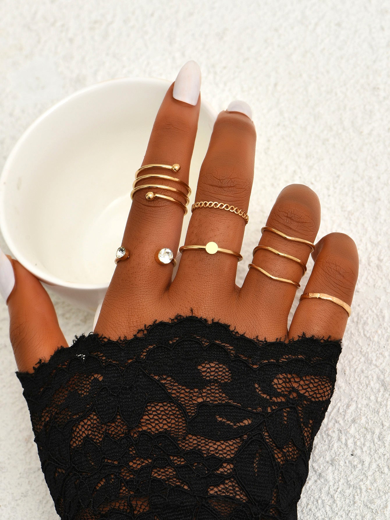 Womens Geometric Ring Set Trendy Joint Rings European American Fashion Zinc Jewelry Gift For Daily Wear Deals