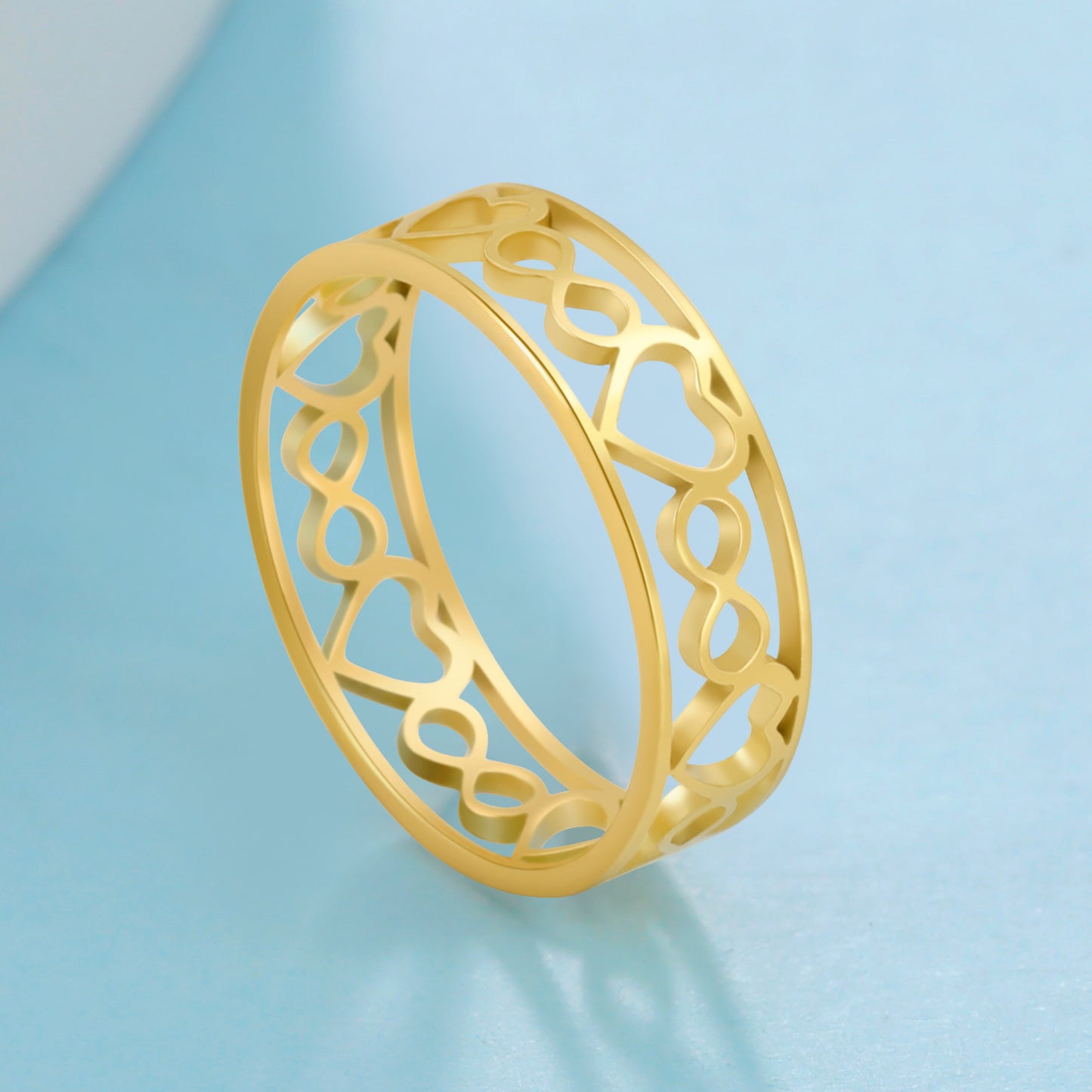 Heart Ring Stainless Steel Electroplated Hollow Band For Women Gift For Her Everyday Fashion Jewelry Chic Glow